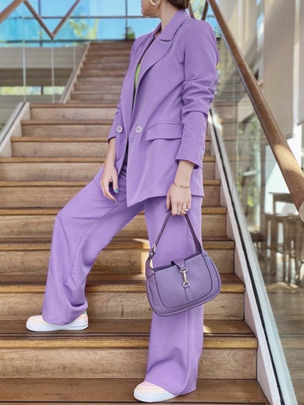 Women's Sets Loose Blazer Trousers Two Piece Set - Sets - Instastyled | Online Fashion Free Shipping Clothing, Dresses, Tops, Shoes - 14/02/2022 - Bottoms - color-black