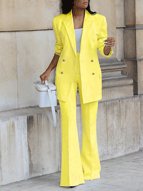 Women's Sets Solid Casual Suit Wide Leg Pants Two Piece Set - Sets - Instastyled | Online Fashion Free Shipping Clothing, Dresses, Tops, Shoes - 10/01/2022 - Bottoms - color-white