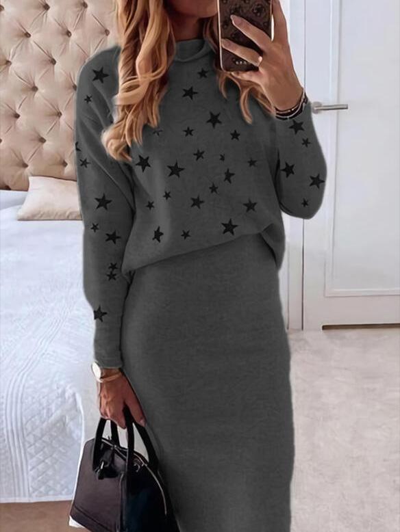 Women's Sets Star Print Long Sleeve Top & Pants Casual Two-Piece Suit - Sets - INS | Online Fashion Free Shipping Clothing, Dresses, Tops, Shoes - 24/09/2021 - 40-50 - Bottom