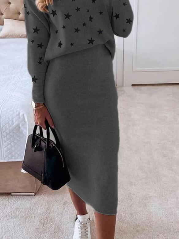 Women's Sets Star Print Long Sleeve Top & Pants Casual Two-Piece Suit - Sets - INS | Online Fashion Free Shipping Clothing, Dresses, Tops, Shoes - 24/09/2021 - 40-50 - Bottom