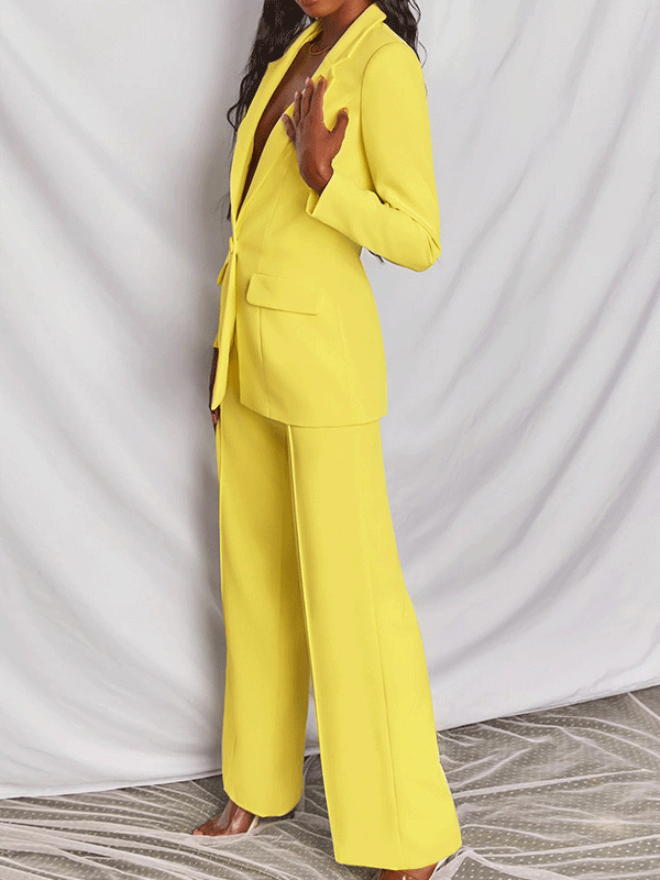 Women's Sets Two-Piece Fashion Lapel Button Blazer - Sets - INS | Online Fashion Free Shipping Clothing, Dresses, Tops, Shoes - 29/09/2021 - Bottom - color-pink