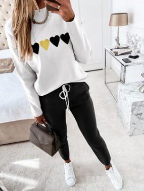 Women's Sets V-Neck Printed Long Sleeve Elasticated Two-Piece Suit - Sets - INS | Online Fashion Free Shipping Clothing, Dresses, Tops, Shoes - 23/10/2021 - 30-40 - Bottoms