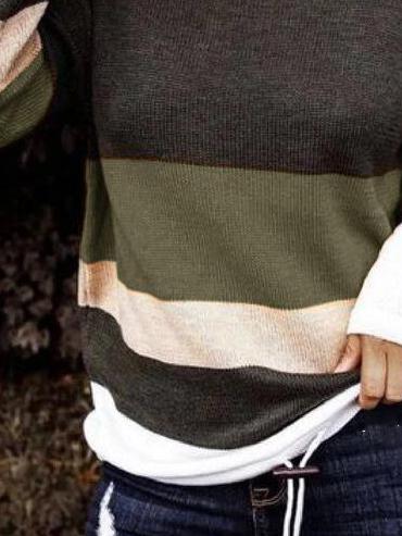 Women's Sweaters Colored Striped Loose Round Neck Sweater - Cardigans & Sweaters - INS | Online Fashion Free Shipping Clothing, Dresses, Tops, Shoes - 18/11/2021 - 30-40 - Cardigans & Sweaters