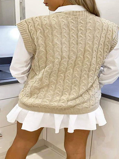 Women's Sweaters Vintage V-Neck Pullover Sleeveless Sweater - Cardigans & Sweaters - Instastyled | Online Fashion Free Shipping Clothing, Dresses, Tops, Shoes - 20-30 - 31/12/2021 - Cardigans & Sweaters