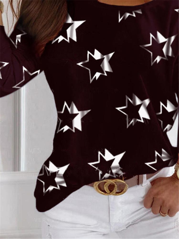 Women's T-Shirts Pentagram Print Halter Long Sleeve Off Shoulder T-Shirt - T-Shirts - INS | Online Fashion Free Shipping Clothing, Dresses, Tops, Shoes - 10-20 - 18/08/2021 - Category_T-Shirts