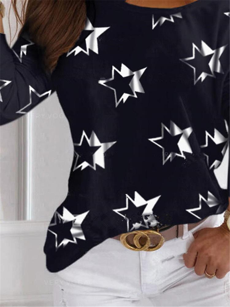 Women's T-Shirts Pentagram Print Halter Long Sleeve Off Shoulder T-Shirt - T-Shirts - INS | Online Fashion Free Shipping Clothing, Dresses, Tops, Shoes - 10-20 - 18/08/2021 - Category_T-Shirts