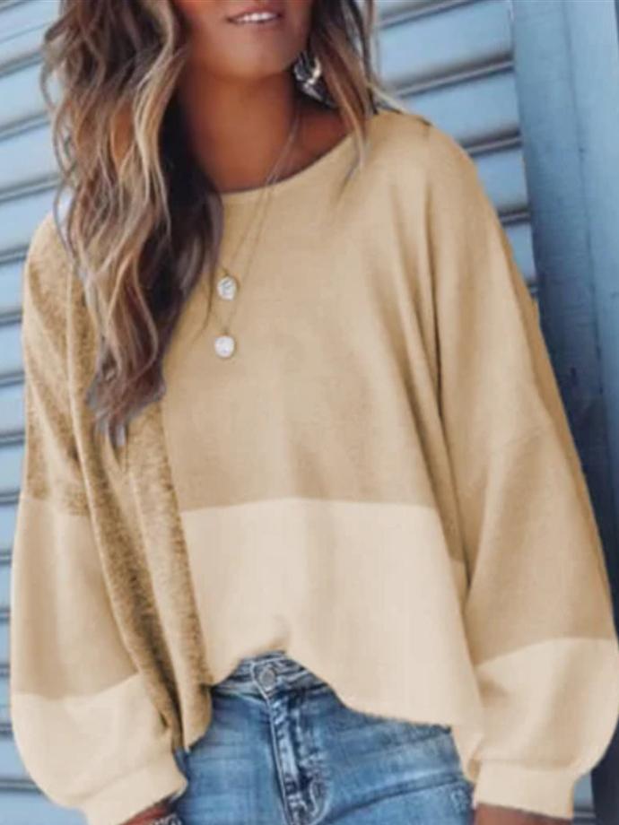 Women's T-Shirts Round Neck Color Block Long Sleeve Casual T-Shirt - T-Shirts - INS | Online Fashion Free Shipping Clothing, Dresses, Tops, Shoes - 19/10/2021 - 20-30 - color-blue