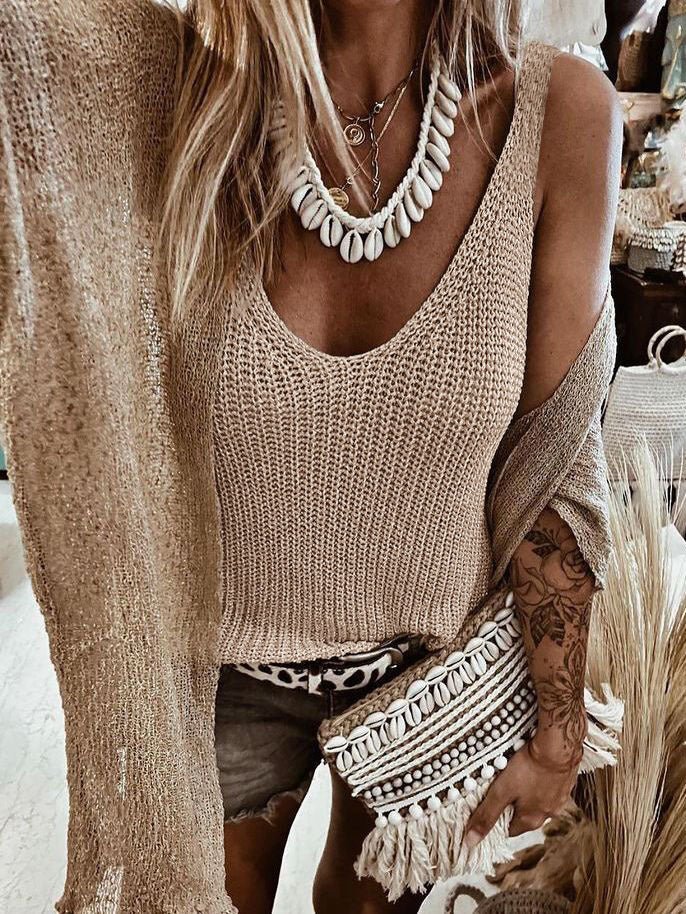 Women's Tank Tops Solid Color Sleeveless Knit Tank Top - Tank Tops - Instastyled | Online Fashion Free Shipping Clothing, Dresses, Tops, Shoes - 10/02/2022 - 30-40 - color-black