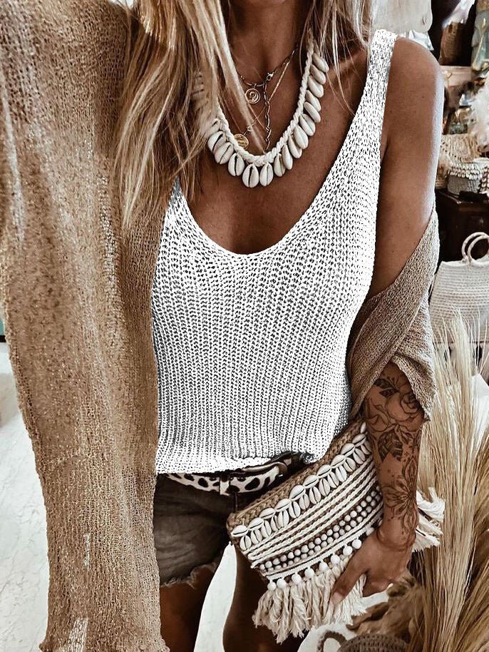 Women's Tank Tops Solid Color Sleeveless Knit Tank Top - Tank Tops - Instastyled | Online Fashion Free Shipping Clothing, Dresses, Tops, Shoes - 10/02/2022 - 30-40 - color-black