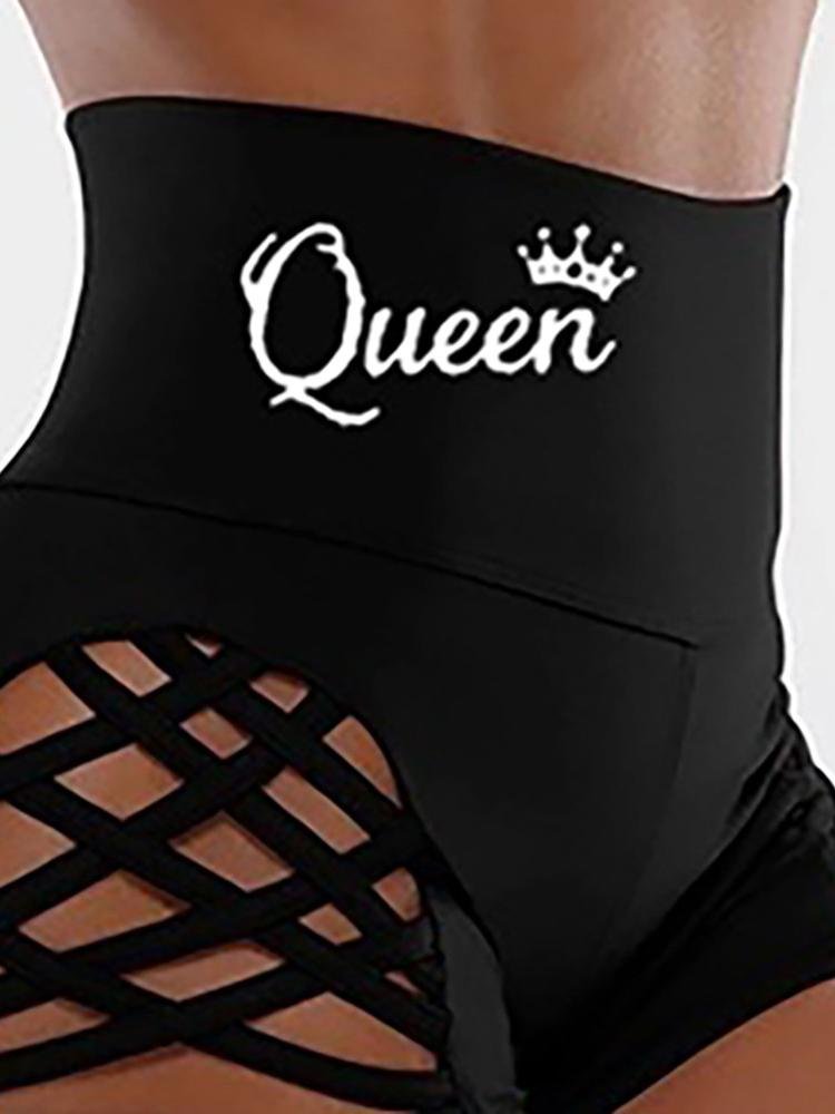 Woven Hollow Straps Stretch Sports Fitness Shorts - Sports Shorts - INS | Online Fashion Free Shipping Clothing, Dresses, Tops, Shoes - 14/04/2021 - Color_Black - Season_Spring