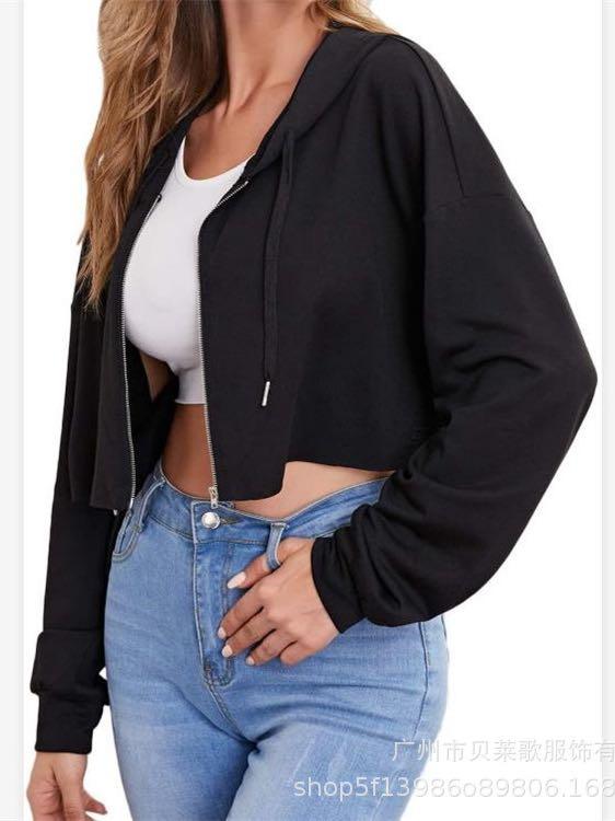 Zip Up Hooded Crop Sports Jacket - Activewear - INS | Online Fashion Free Shipping Clothing, Dresses, Tops, Shoes - 02/03/2021 - Activewear - Autumn