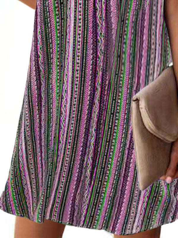 Casual Striped Halter Strap Mini Dress