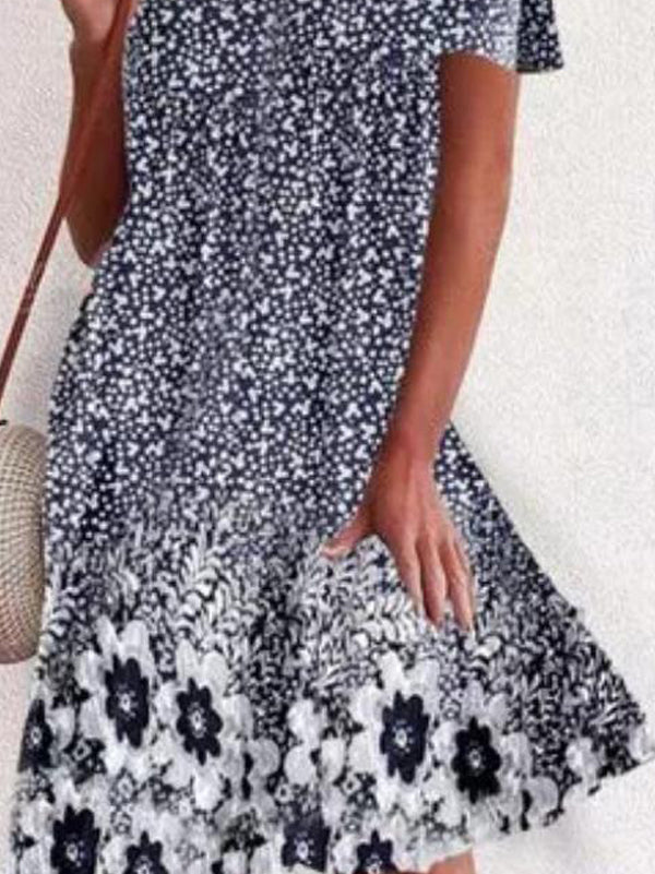 Casual Pullover Print Short Sleeve Off-shoulder Dress