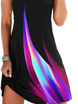 Elegant Floral Print V-neck Sleeveless Dress