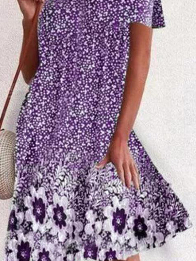 Casual Pullover Print Short Sleeve Off-shoulder Dress