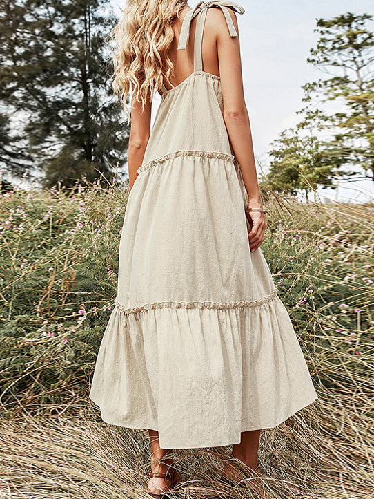 Women's Dresses Sling Belted Bow Casual Dress