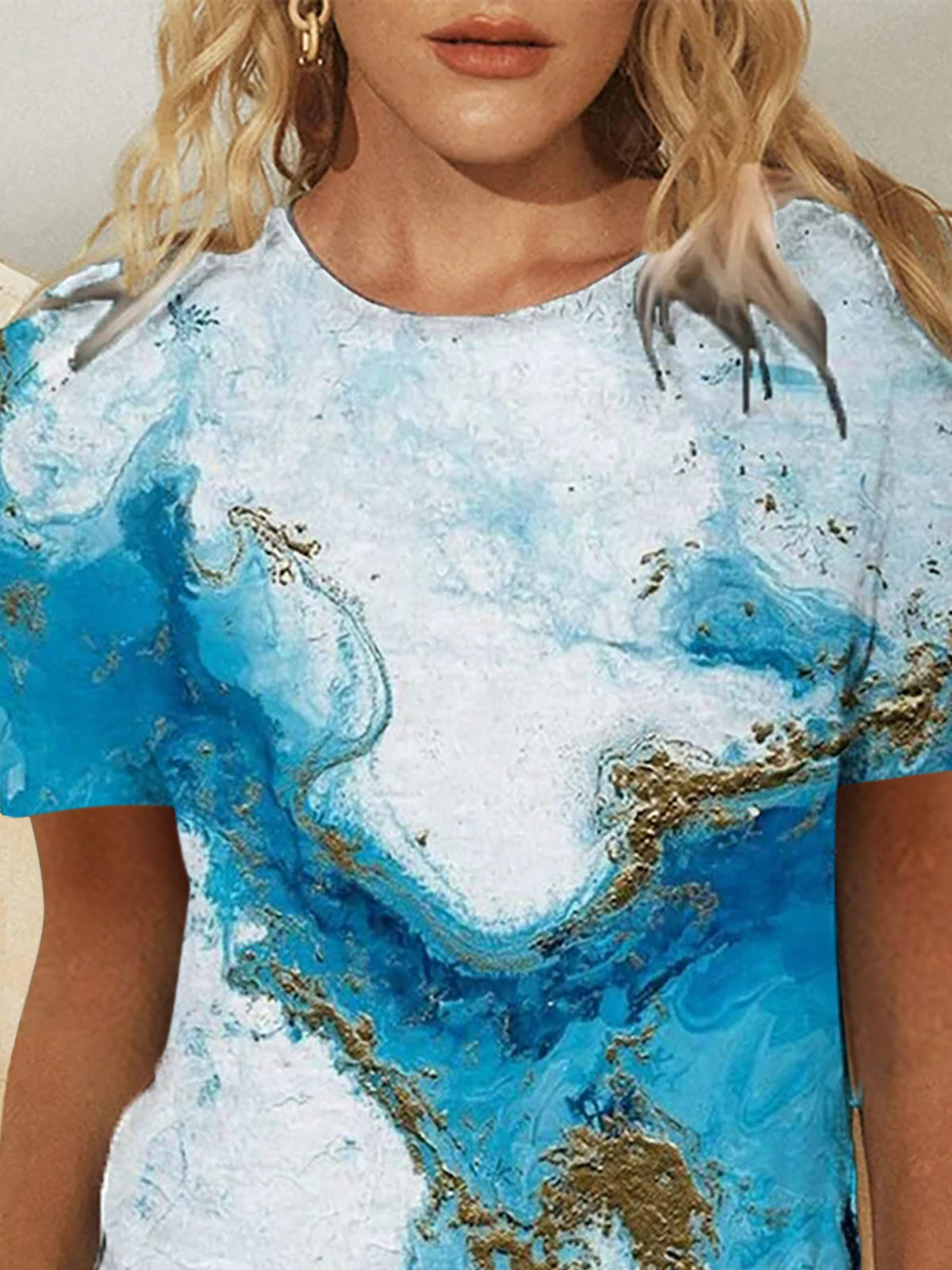 Casual Gradient Color Round Neck T-shirt