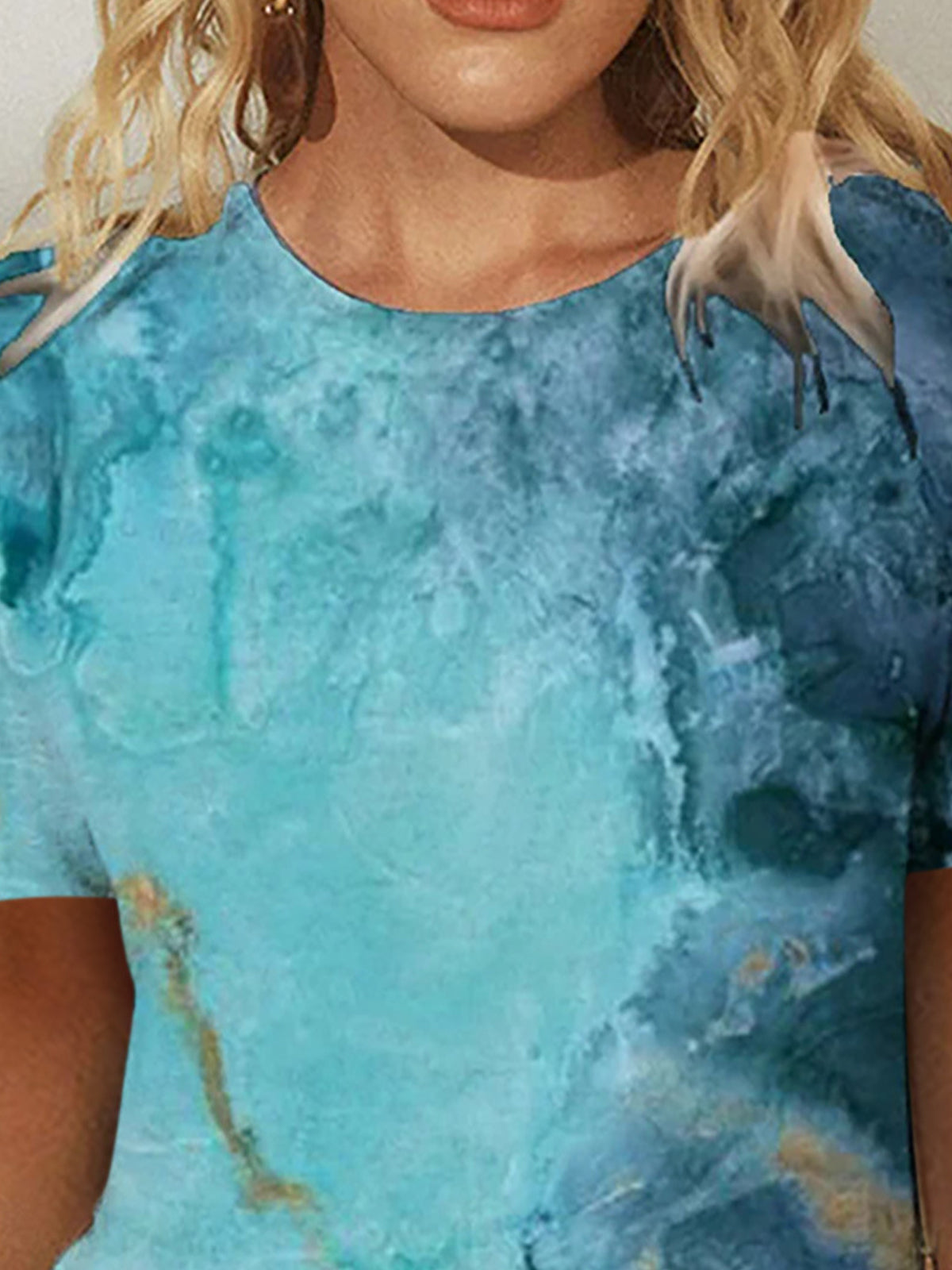 Casual Gradient Color Round Neck T-shirt