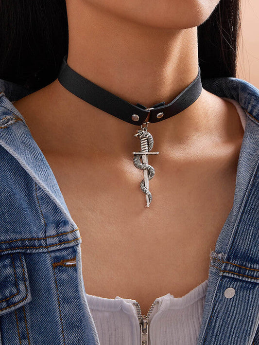 1pc Serpentine Charm PU Choker