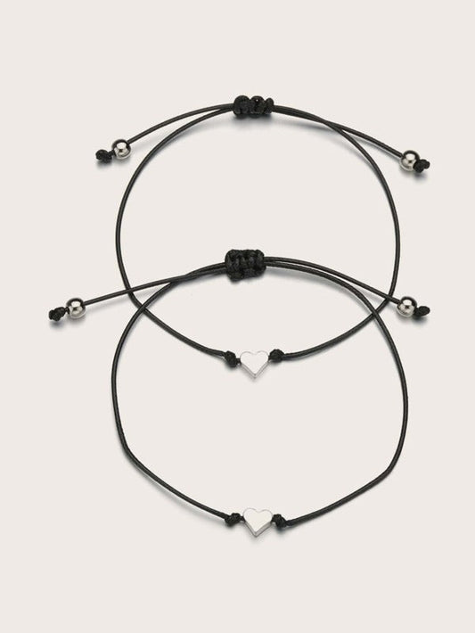 2pcs Heart Decor Bracelet