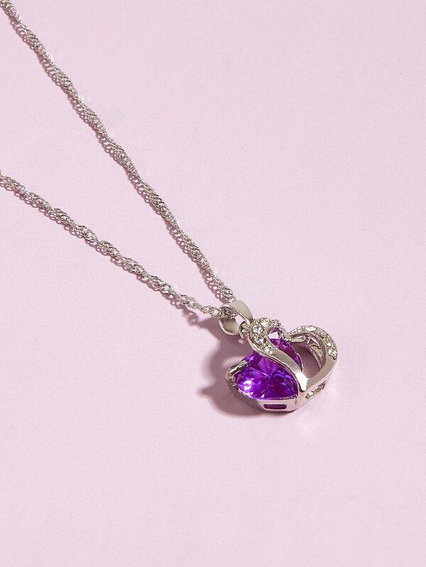 Rhinestone Heart Charm Necklace