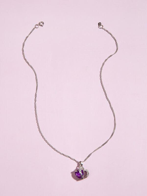 Rhinestone Heart Charm Necklace