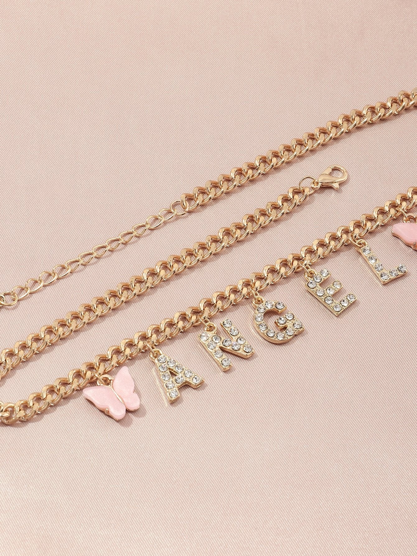 Rhinestone Letter Charm Necklace