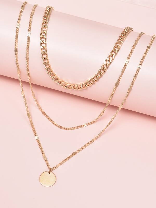 Disc Charm Layered Necklace