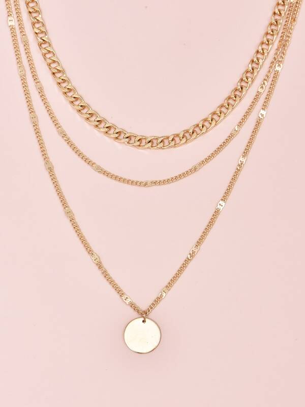 Disc Charm Layered Necklace