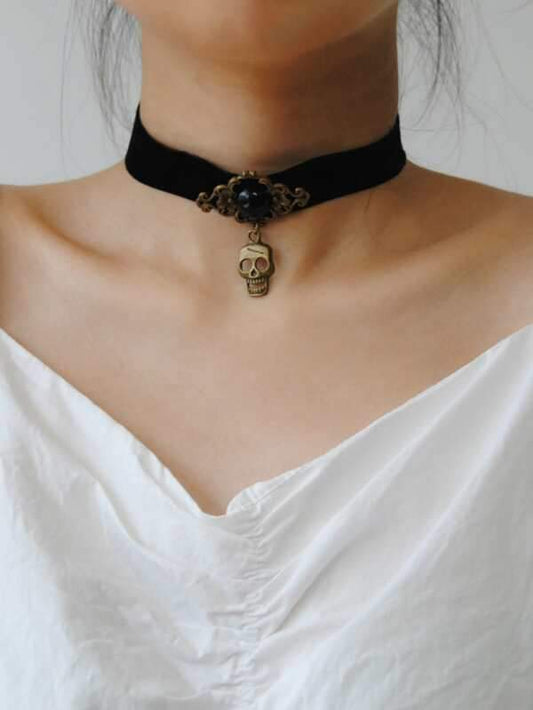 Halloween Skull Charm Choker