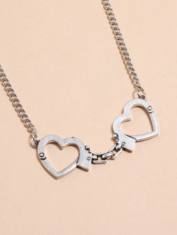 Heart Shaped Handcuffs Decor Necklace