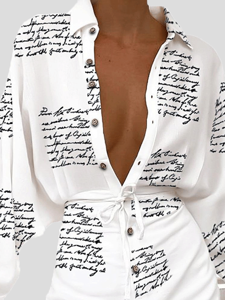 Women's Dresses Long Sleeve Cardigan Single-Breasted Lace-Up Dress