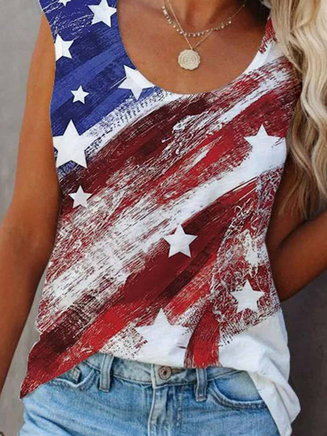 Multicolor Star Print Loose Tank Top