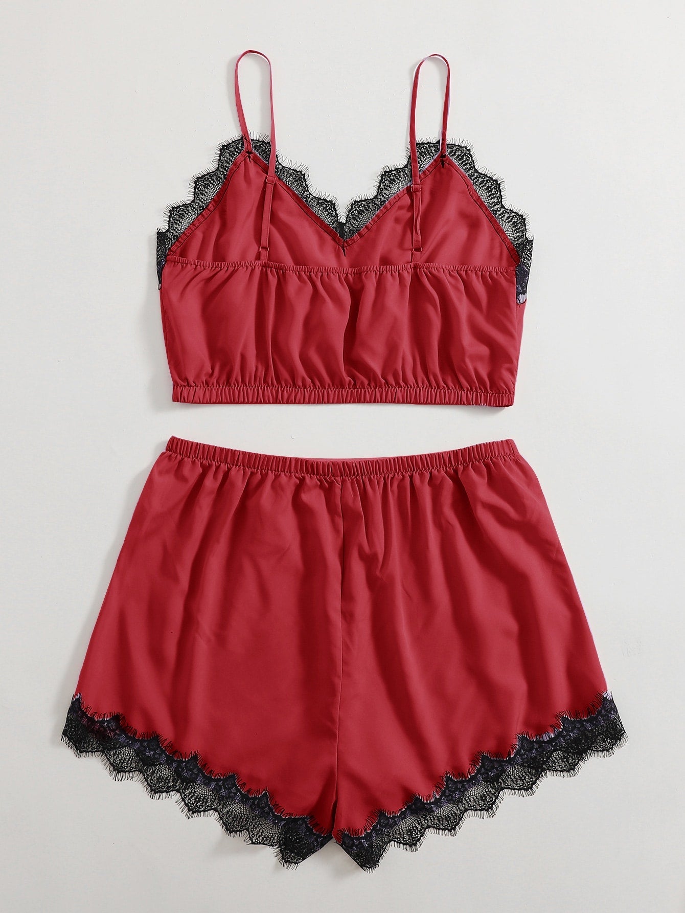 Plus Contrast Lace Bow Front PJ Set