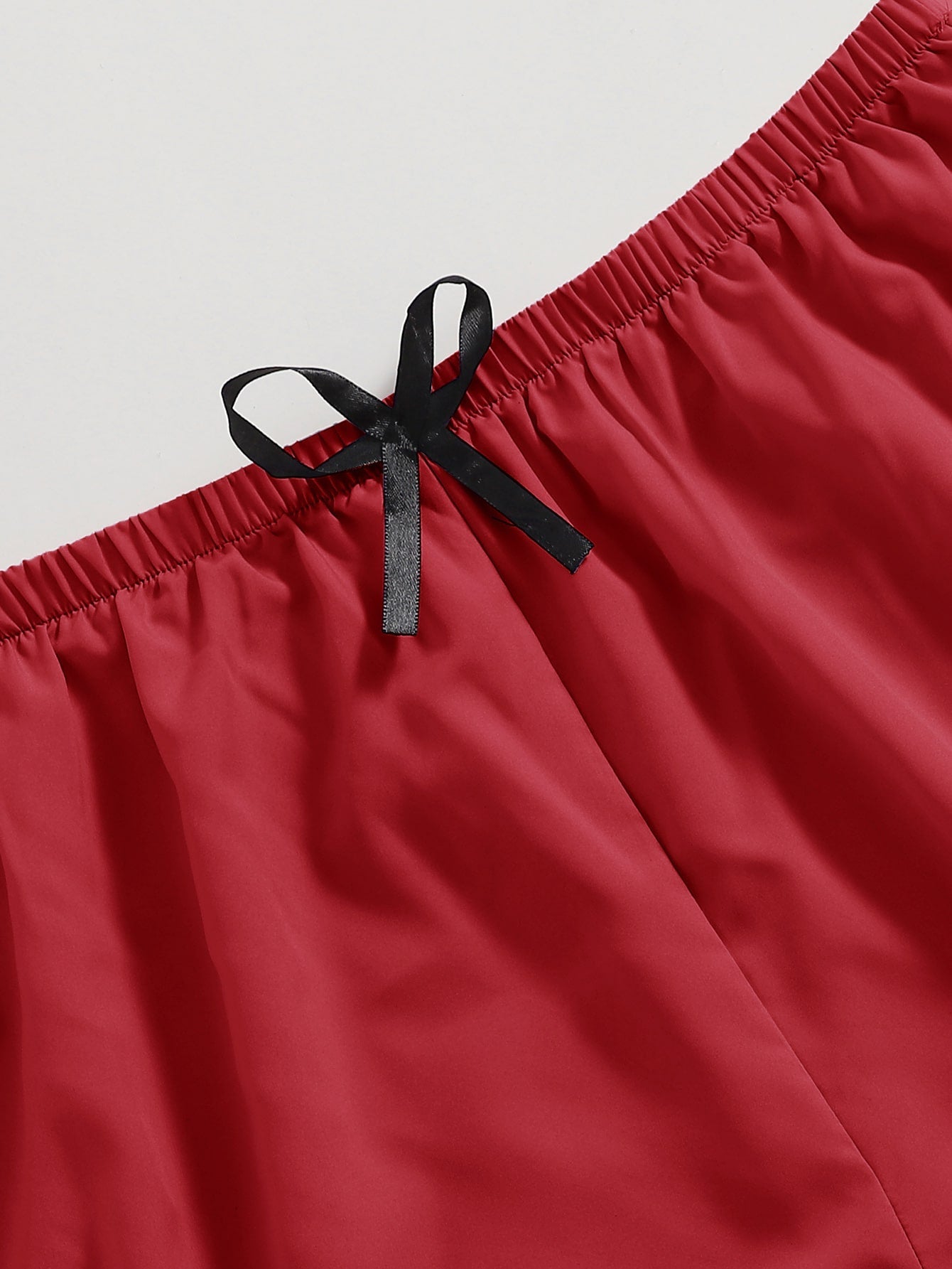 Plus Contrast Lace Bow Front PJ Set