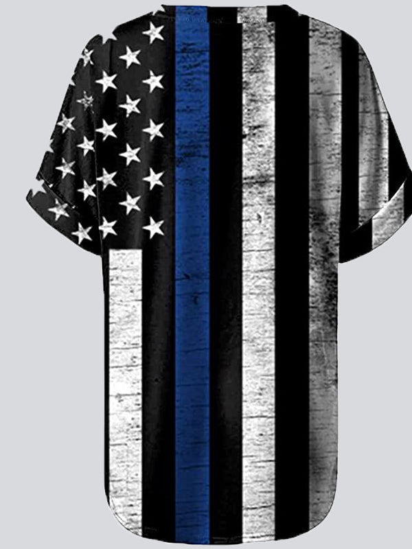 Casual Print V Neck Short Sleeve T-shirt