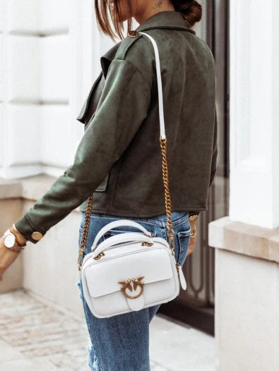 Women's Jackets Fashion Lapel Button Crop Jacket