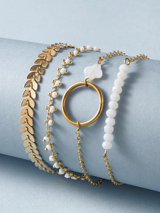4pcs Leaf Decor Bracelet - INS | Online Fashion Free Shipping Clothing, Dresses, Tops, Shoes