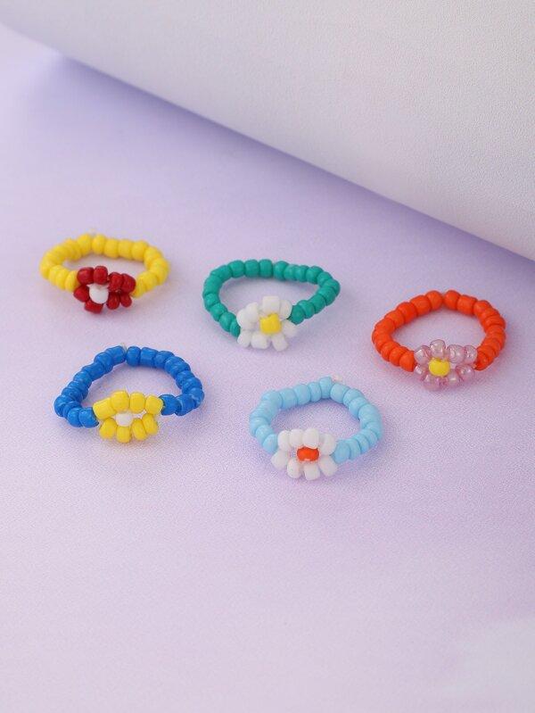 5pcs Simple Beaded Ring - INS | Online Fashion Free Shipping Clothing, Dresses, Tops, Shoes