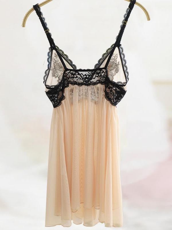 Feminine Mesh Lace Temptation Sleep dress Water-soluble Lace