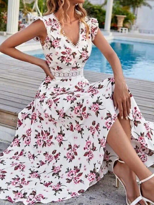 Women's Dresses Floral Print V-Neck Sleeveless Dress