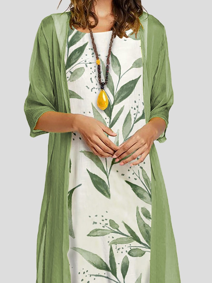 Women's Dresses Two-Piece Floral Print Round Neck Dress