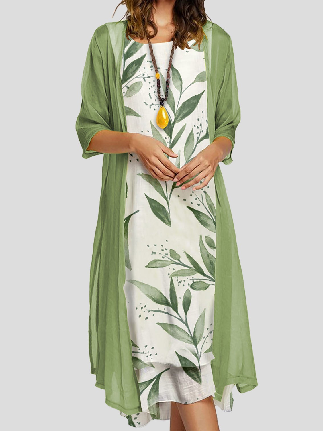 Women's Dresses Two-Piece Floral Print Round Neck Dress