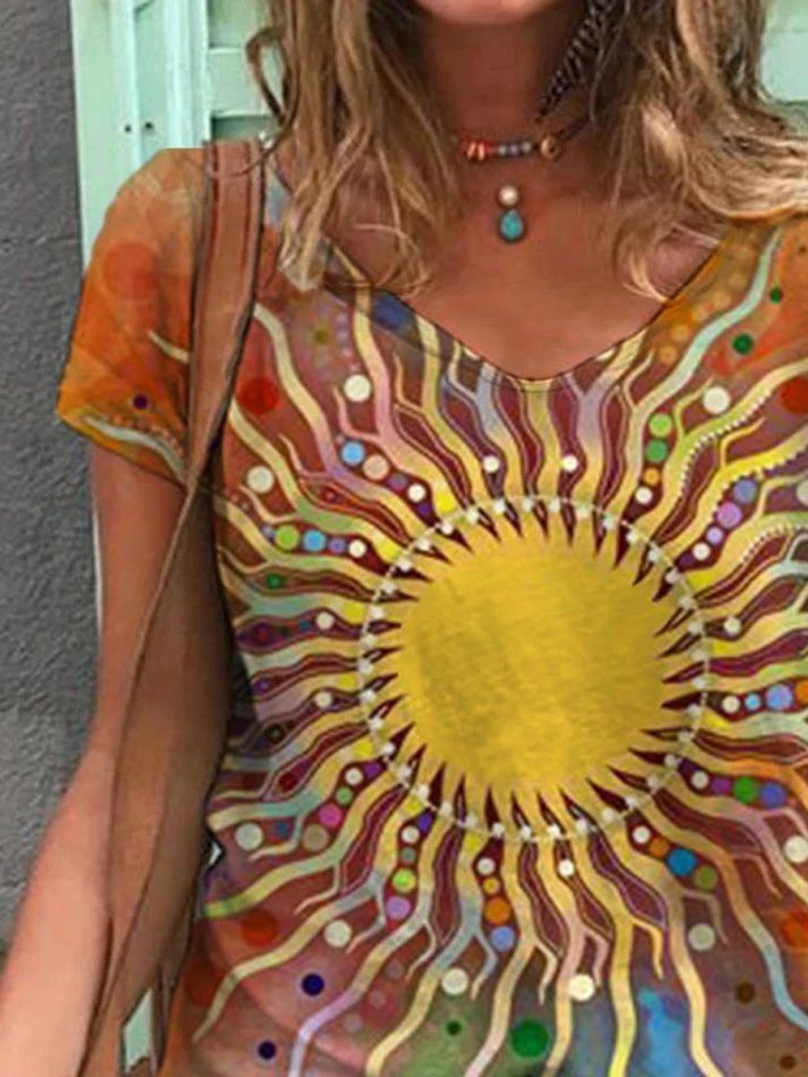 Abstract Painting Print Short-Sleeved T-Shirt - T-Shirts - INS | Online Fashion Free Shipping Clothing, Dresses, Tops, Shoes - 05/19/2021 - Category_T-Shirts - Color_Pattern