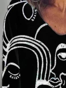 Abstract Print Long Sleeve T-shirt - T-shirts - INS | Online Fashion Free Shipping Clothing, Dresses, Tops, Shoes - 15/06/2021 - Color_Black - Color_Blue