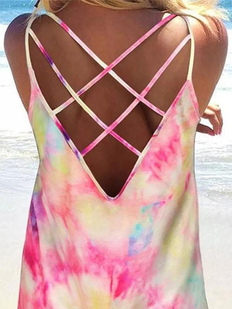Backless Tie Dye Spaghetti Straps Sleeveless Tank Top - Tank Tops - INS | Online Fashion Free Shipping Clothing, Dresses, Tops, Shoes - 18/05/2021 - Color_Blue - Color_Pink