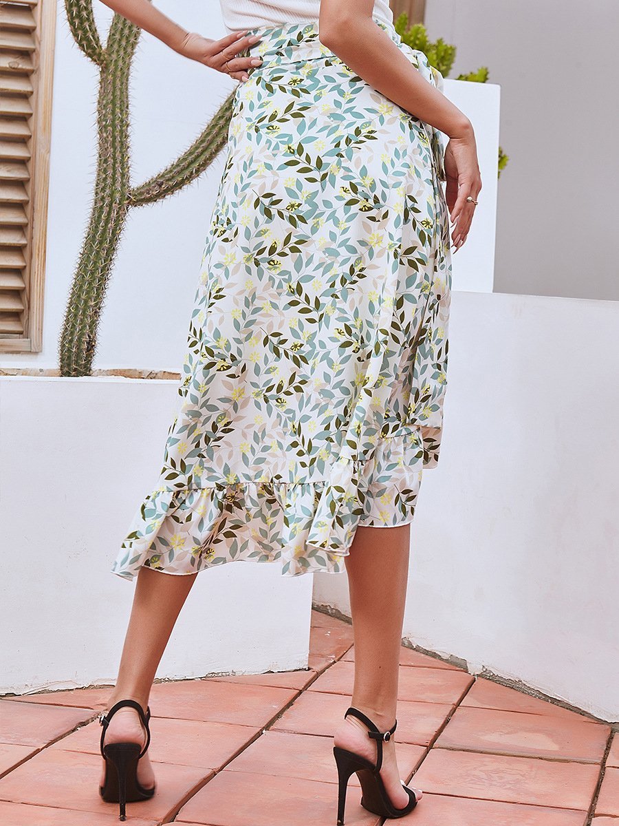 Bandage Split Irregular Floral Chiffon Skirt - Skirts - INS | Online Fashion Free Shipping Clothing, Dresses, Tops, Shoes - 09/07/2021 - 20-30 - Bottoms