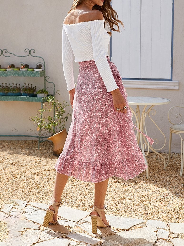 Bandage Split Irregular Floral Chiffon Skirt - Skirts - INS | Online Fashion Free Shipping Clothing, Dresses, Tops, Shoes - 09/07/2021 - 20-30 - Bottoms