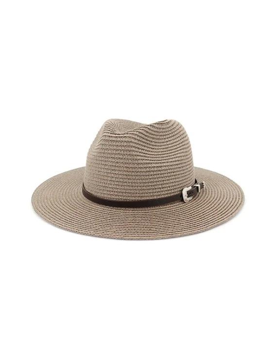 Belt Embellished Straw Outdoor Jazz Beach Hat - Straw Hat - INS | Online Fashion Free Shipping Clothing, Dresses, Tops, Shoes - 02/09/2021 - Autumn - Beige