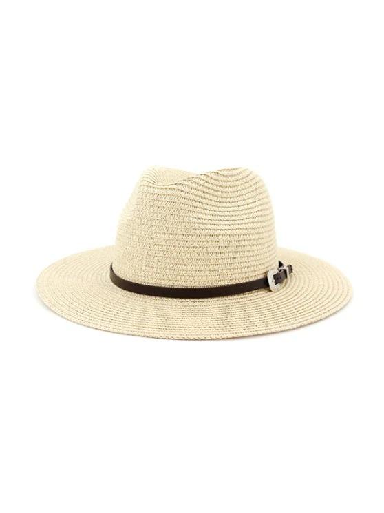 Belt Embellished Straw Outdoor Jazz Beach Hat - Straw Hat - INS | Online Fashion Free Shipping Clothing, Dresses, Tops, Shoes - 02/09/2021 - Autumn - Beige